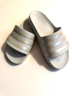 Adidas Ariletta Aqua Slide Sandals with Iridescent Stripes